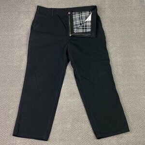 Carhartt Flannel Lined Carpenter Pants 42 x 30 Black Duck Canvas B111 BLK